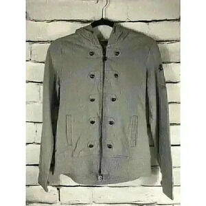 Bcbg Maxazria Womens Size M Gray Long Sleeve Full Zip Jacket Beaded Logo Y2K